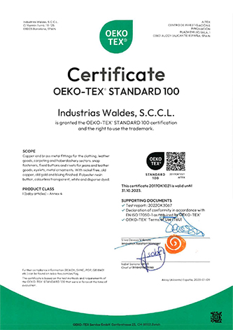 Certificate OEKO TEX es