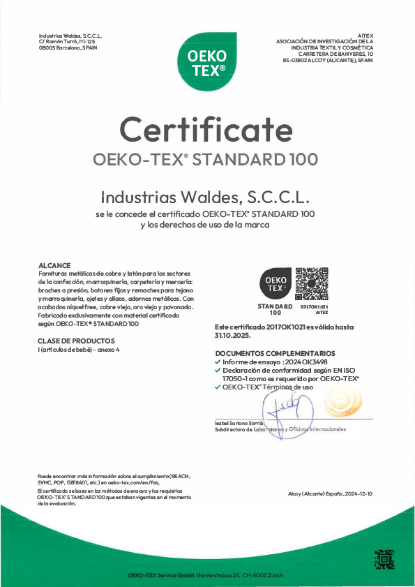 Certificado OEKO TEX es